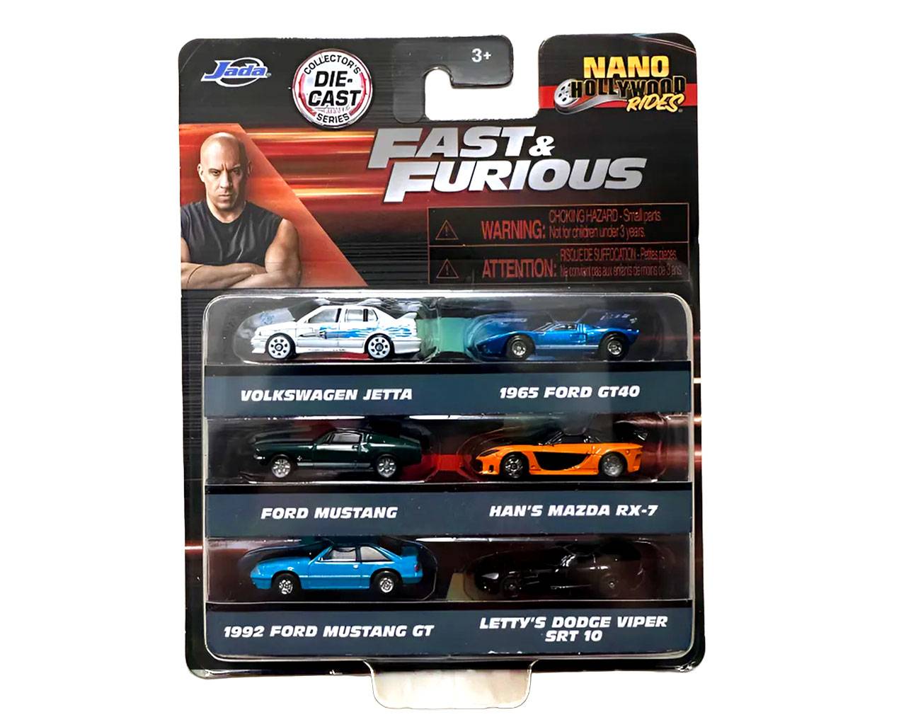 Fast and Furious (6 Pack-E) - Nano Hollywood Rides #85235 - Collector's Die-Cast Series Jada Toys